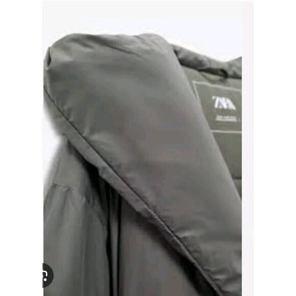 NEW ZARA Green Hooded DOWN COAT JACKET Puffer ZARA HOODED P REF 8073 726 SIZE XS - Picture 5 of 9